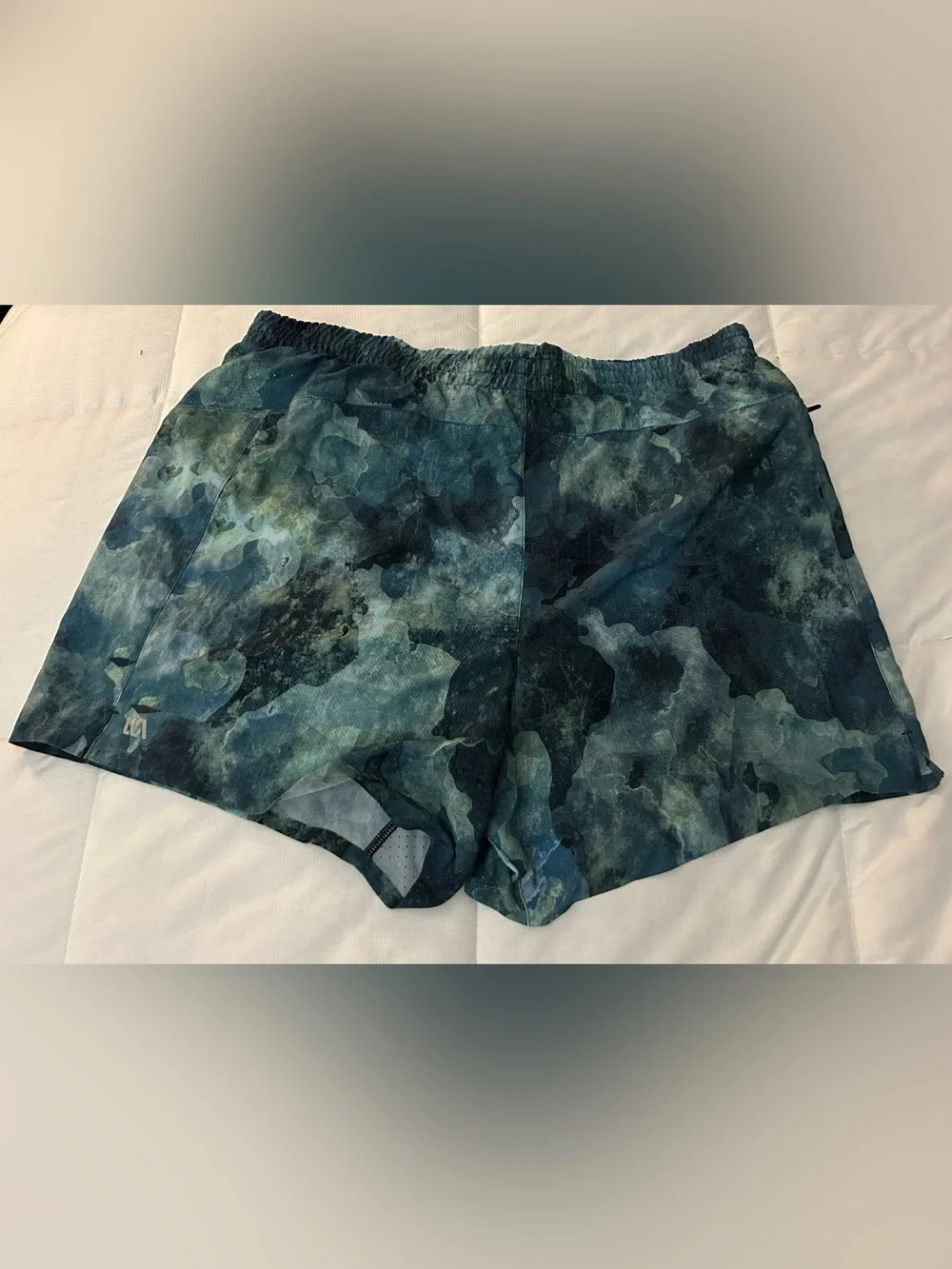 VRST Running Lined Brief Shorts•5” Inseam•Green Marble•Size Large
